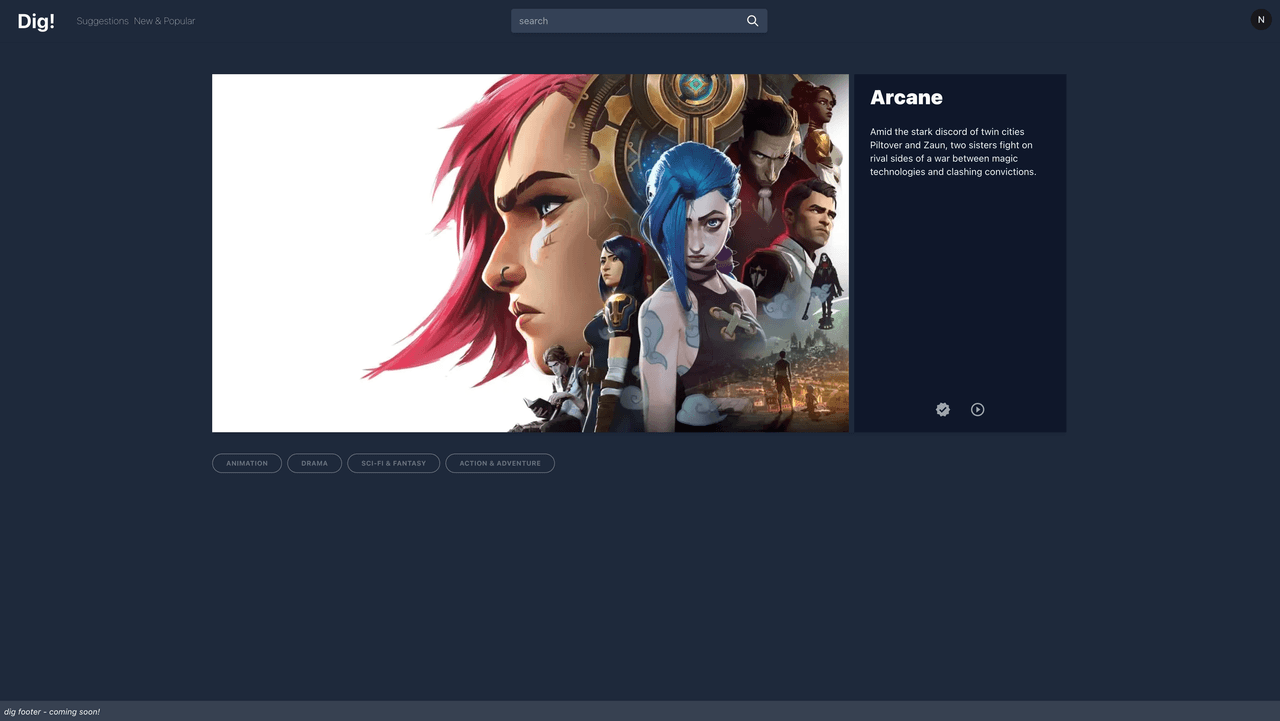 Dig! website screenshot, presenting the movie page
