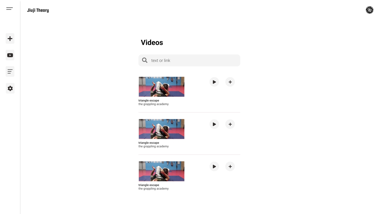 Jiuji Theory website screenshot, presenting the design of the videos page